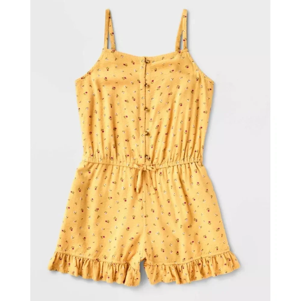 Girls' Adaptive Sleeveless Floral Romper, Medium